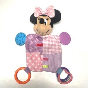 Disney Baby Minnie Mouse Activity Toy Teether Blanket Lovey Rings Tags